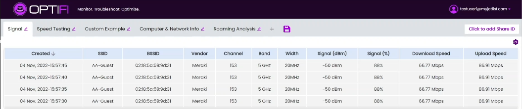 OptifiAgent speedtest