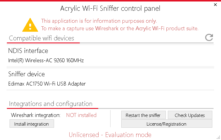 AcrylicWiFi Sniffer panel